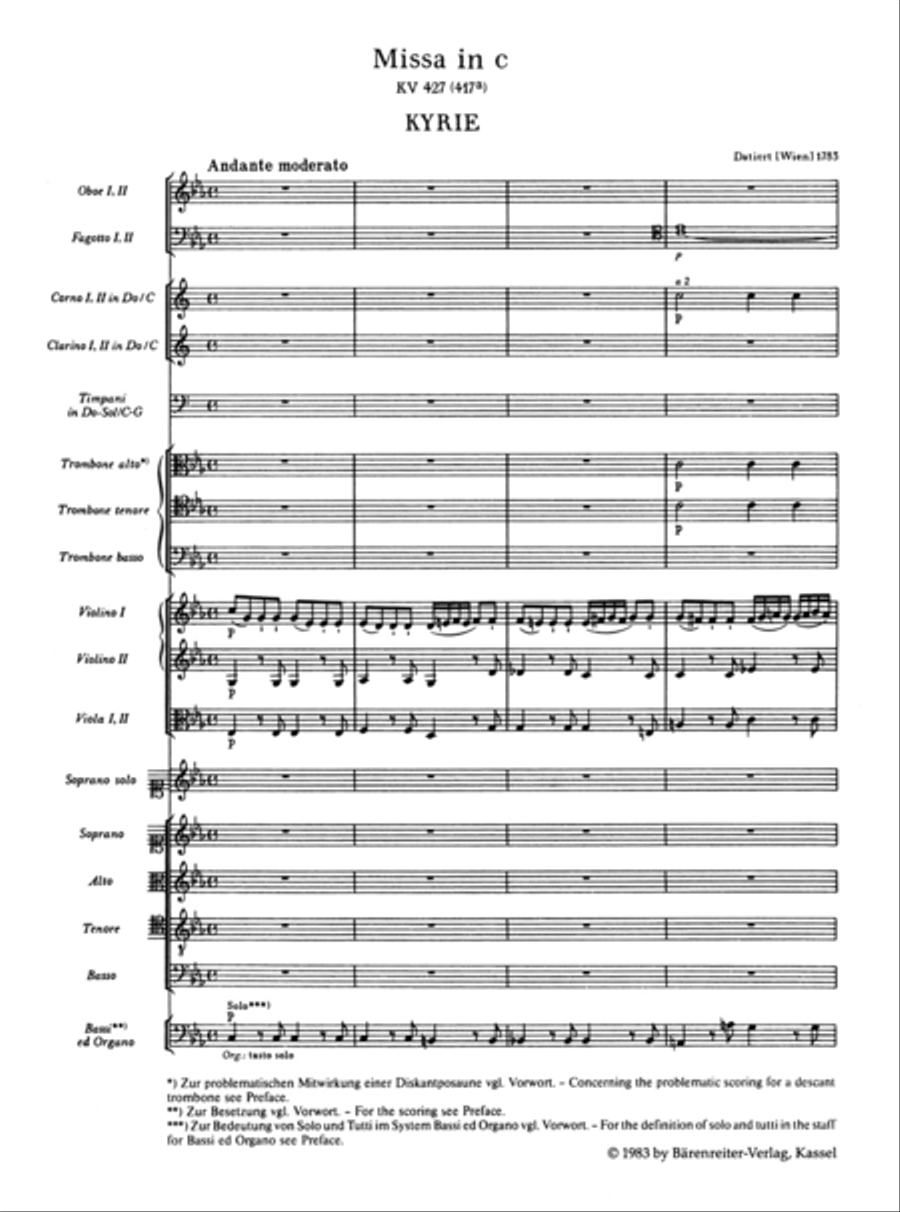 Missa c minor, KV 427 (KV 417a) 4-Part scores gallery preview page 2