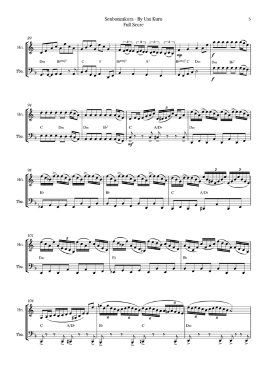 Senbonzakura Brass Duet scores gallery preview page 5