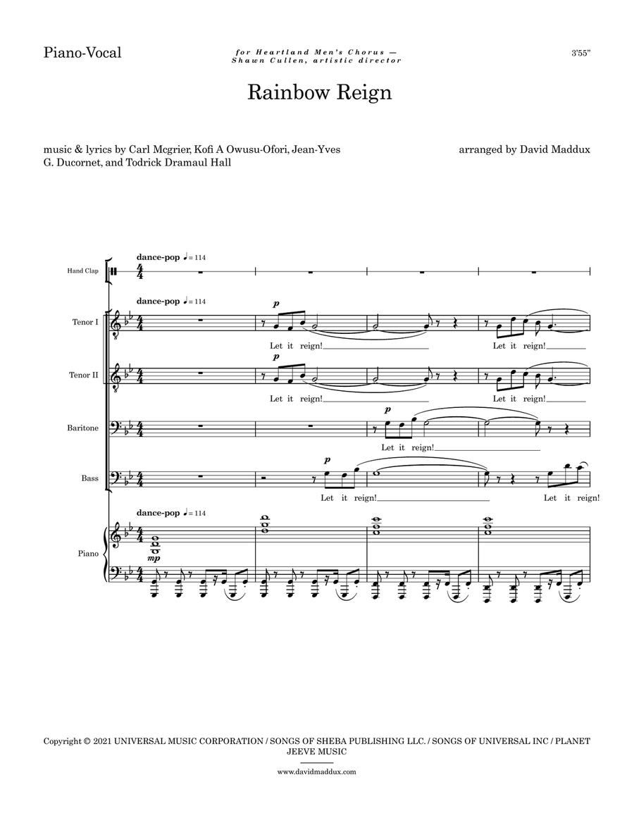 Rainbow Reign by David Maddux TTBB - Digital Sheet Music