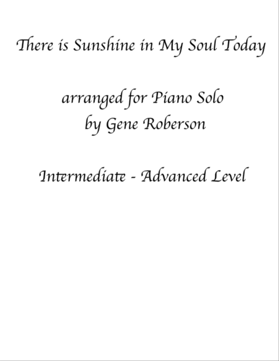 There is Sunshine in My Soul Today for Piano