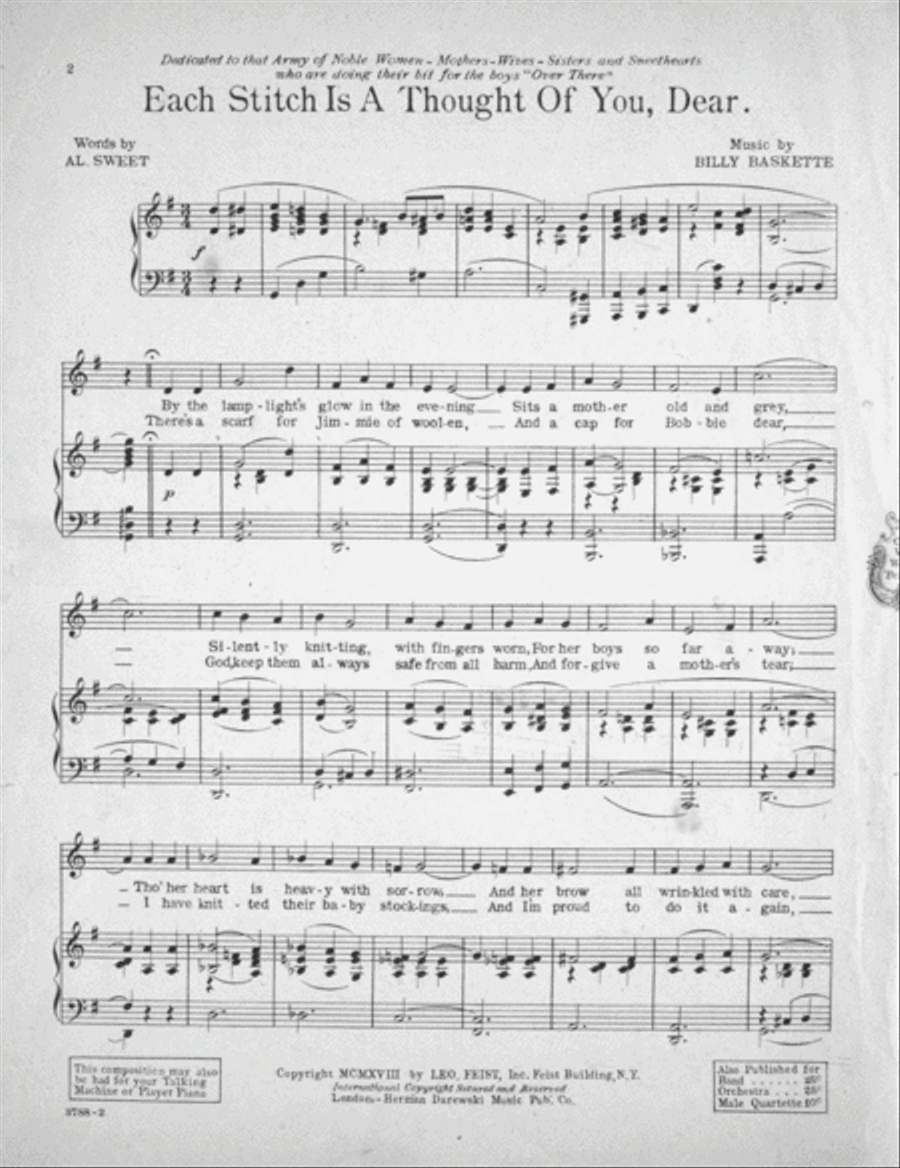 Each Stitch is a Thought of You, Dear Voice scores gallery preview page 2