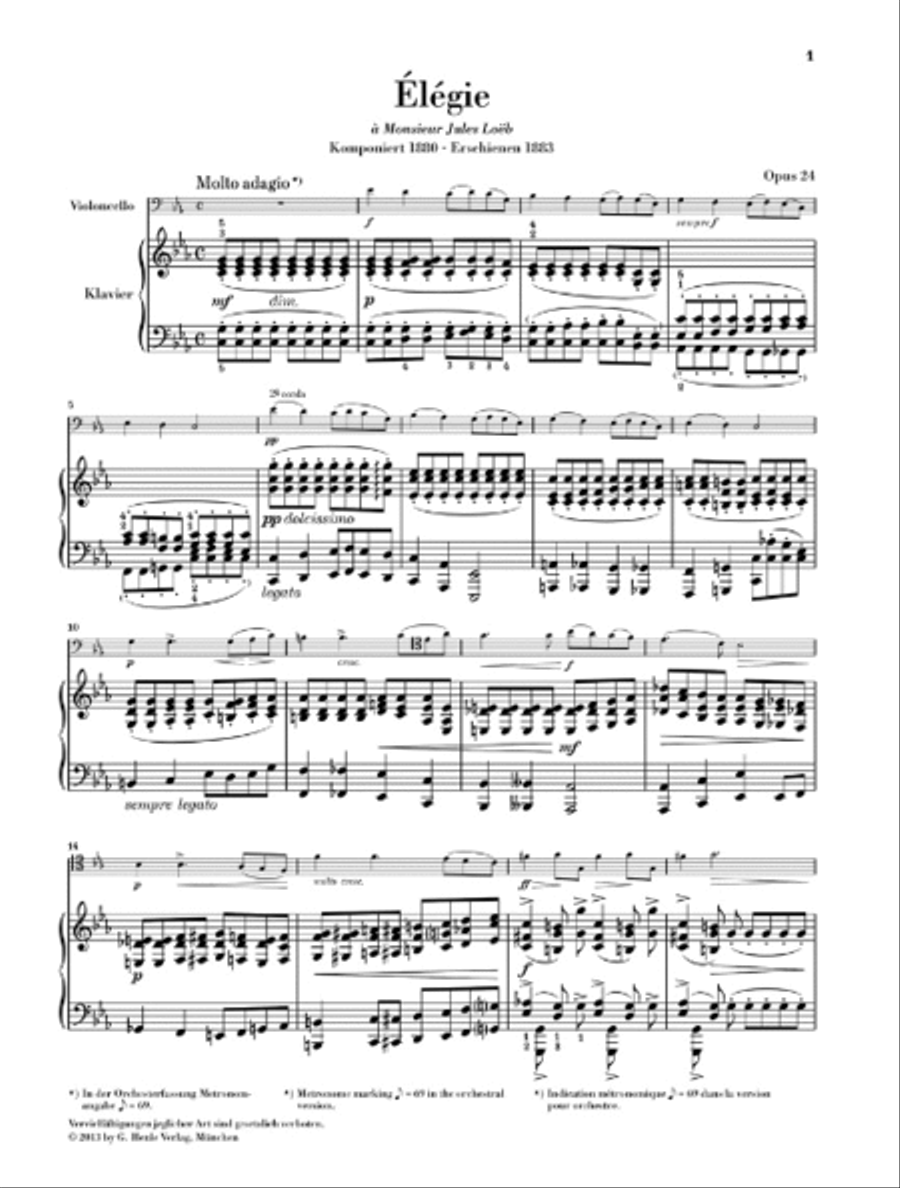 Gabriel Fauré – Élégie for Violoncello and Piano, Op. 24 Piano Accompaniment scores gallery preview page 2