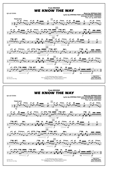 We Know the Way (from Moana) (arr. Matt Conaway) - Quad Toms