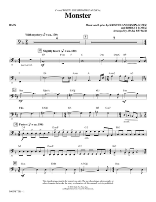 Book cover for Monster (from Frozen The Broadway Musical) (arr. Mark Brymer) - Bass
