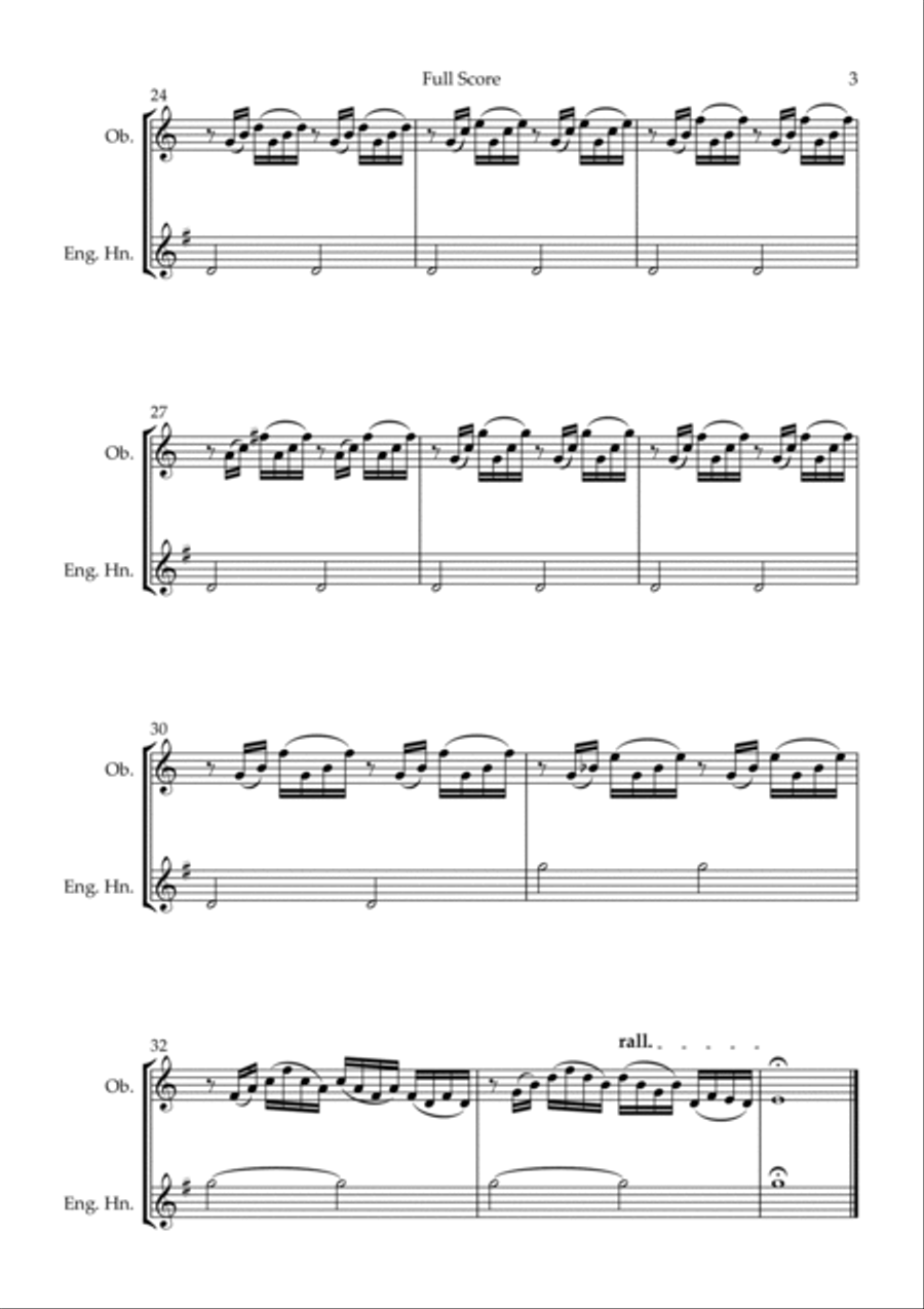 Prelude 1 in C Major BWV 846 (from Well-Tempered Clavier Book 1) for Oboe & English Horn Duo Woodwind Duet scores gallery preview page 3