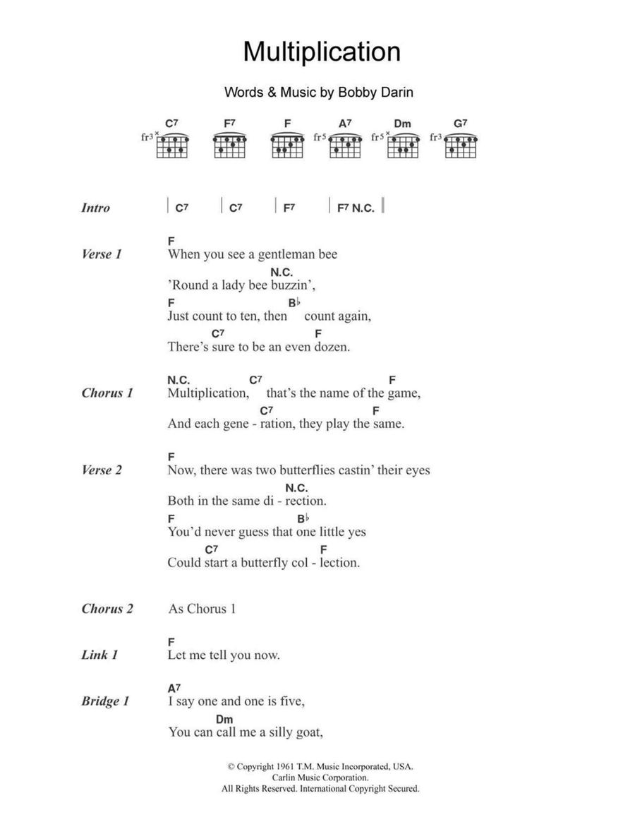Multiplication Easy Guitar scores gallery preview page 1