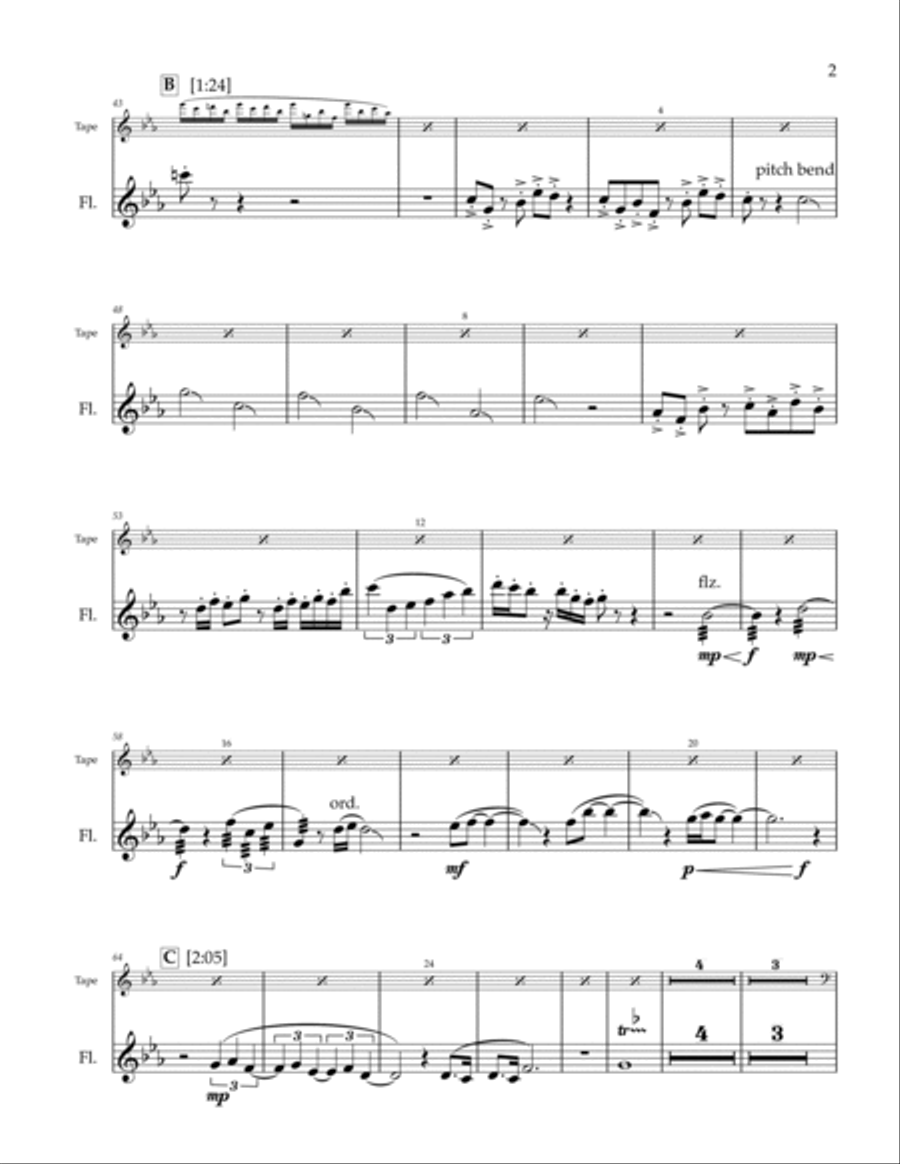 Énergie for solo flute & fixed format electronics Flute Solo scores gallery preview page 5