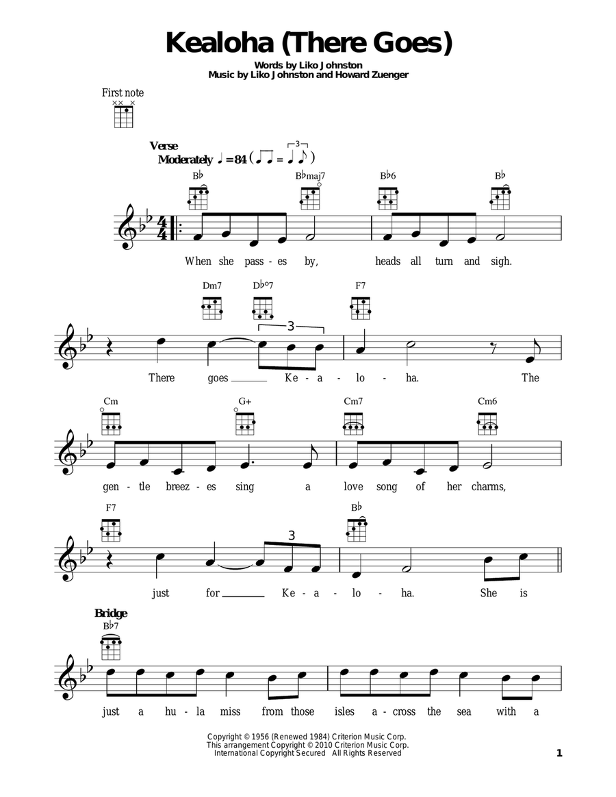 Kealoha (There Goes) Kealoha (There Goes) Ukulele scores gallery preview page 1