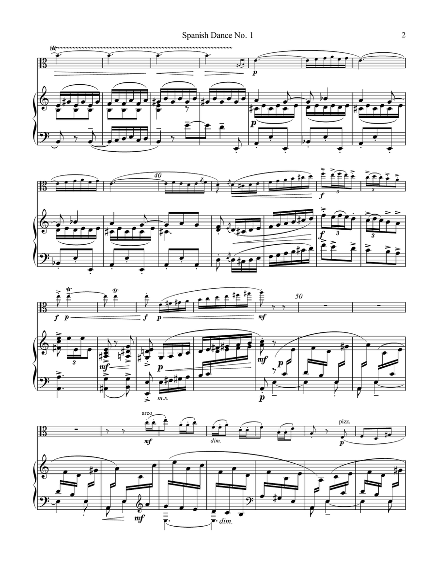 Spanish Dance No. 1, Danza from La vida breve for viola and piano Piano scores gallery preview page 3