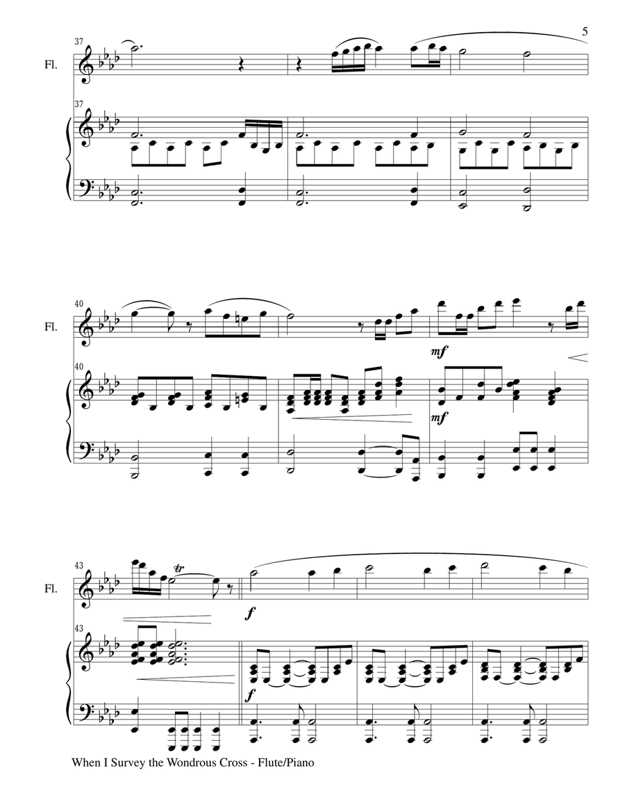 WHEN I SURVEY THE WONDROUS CROSS (Flute/Piano and Flute Part) Flute Solo scores gallery preview page 5
