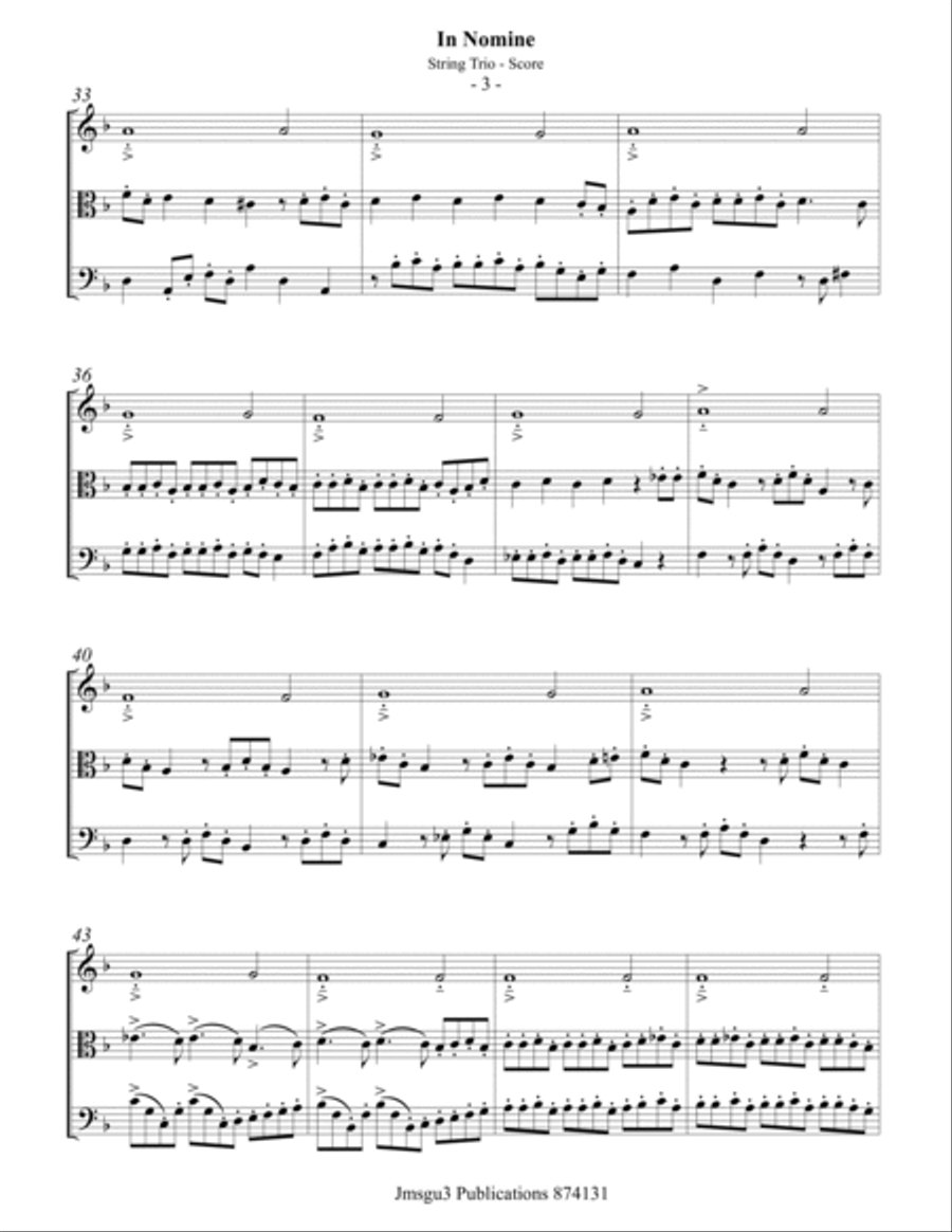 Bull: In Nomine for String Trio String Trio scores gallery preview page 3