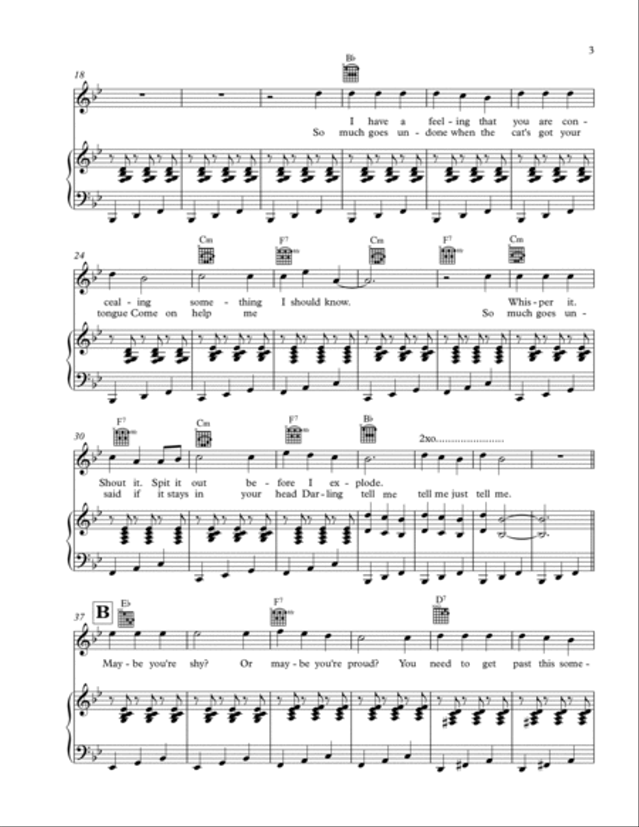 Say What You Need to Say Piano, Vocal, Guitar scores gallery preview page 3