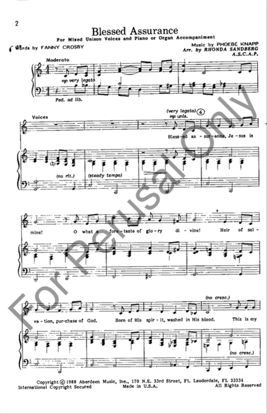 Blessed Assurance Unison Choir scores gallery preview page 2