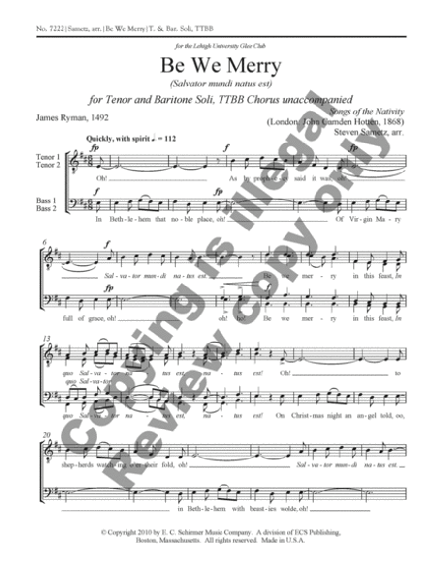 Be We Merry TTBB scores gallery preview page 2