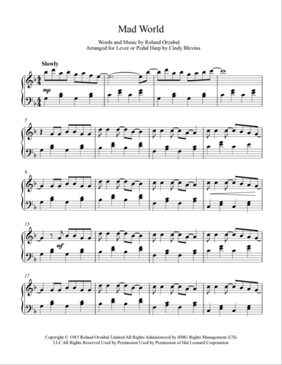 Mad World Harp scores gallery preview page 2