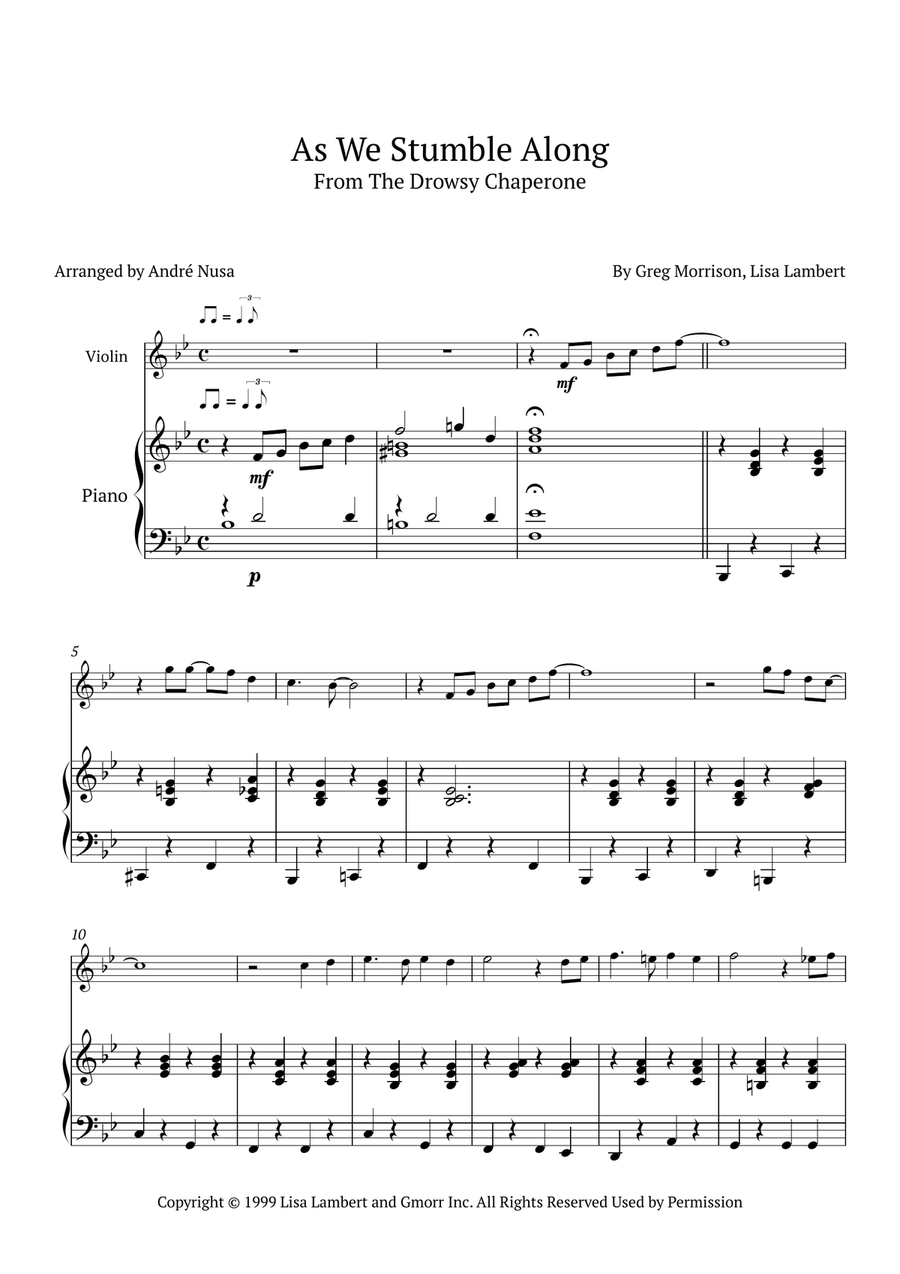 As We Stumble Along Violin Solo scores gallery preview page 1