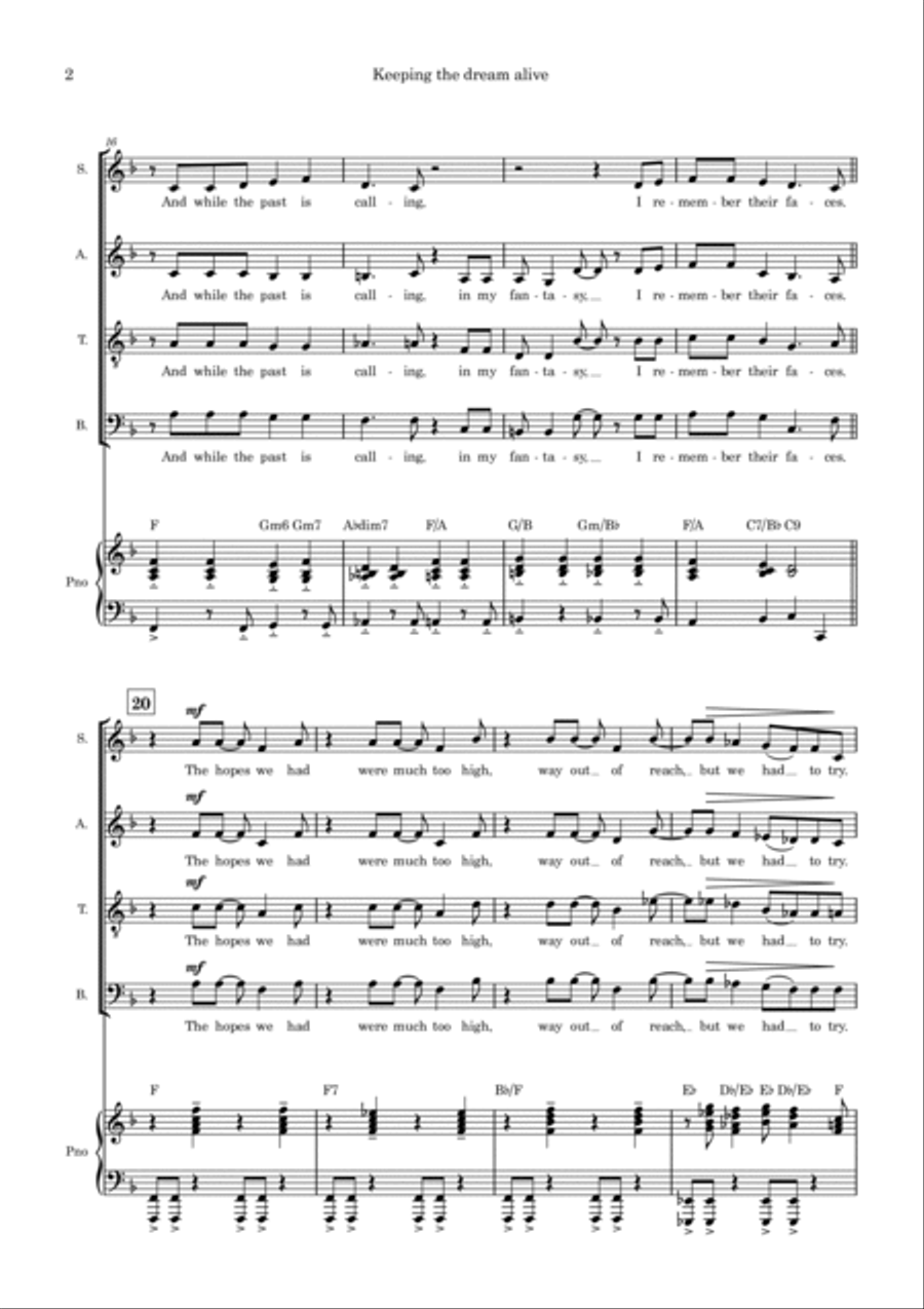 Keeping The Dream Alive 4-Part scores gallery preview page 2