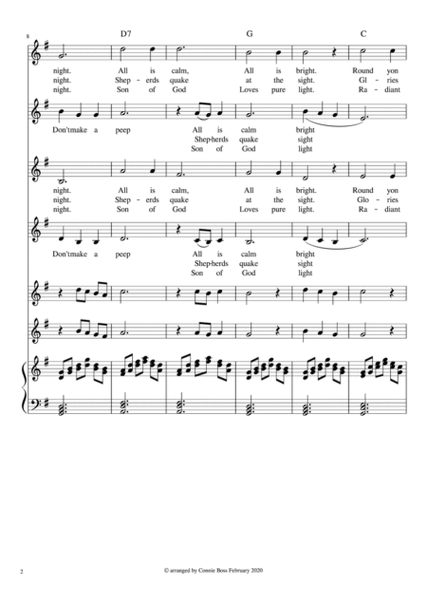 Silent Night - SSAA flute duet and piano image number null
