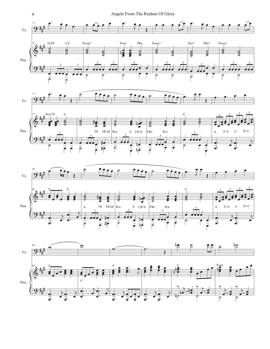 Angels From The Realms Of Glory (Cello solo and Piano) Piano scores gallery preview page 4