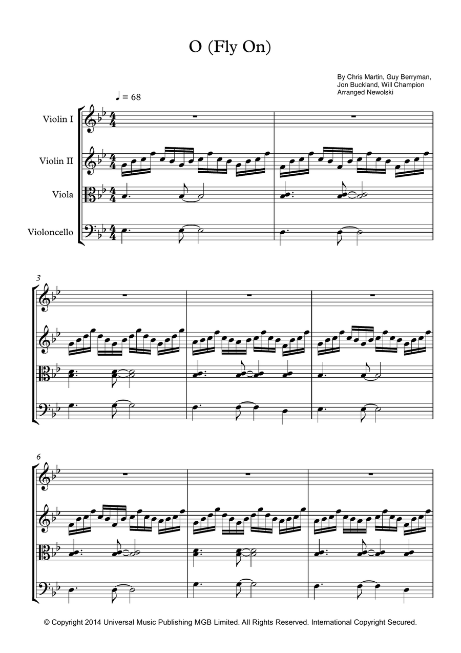 O (fly On) String Quartet scores gallery preview page 1