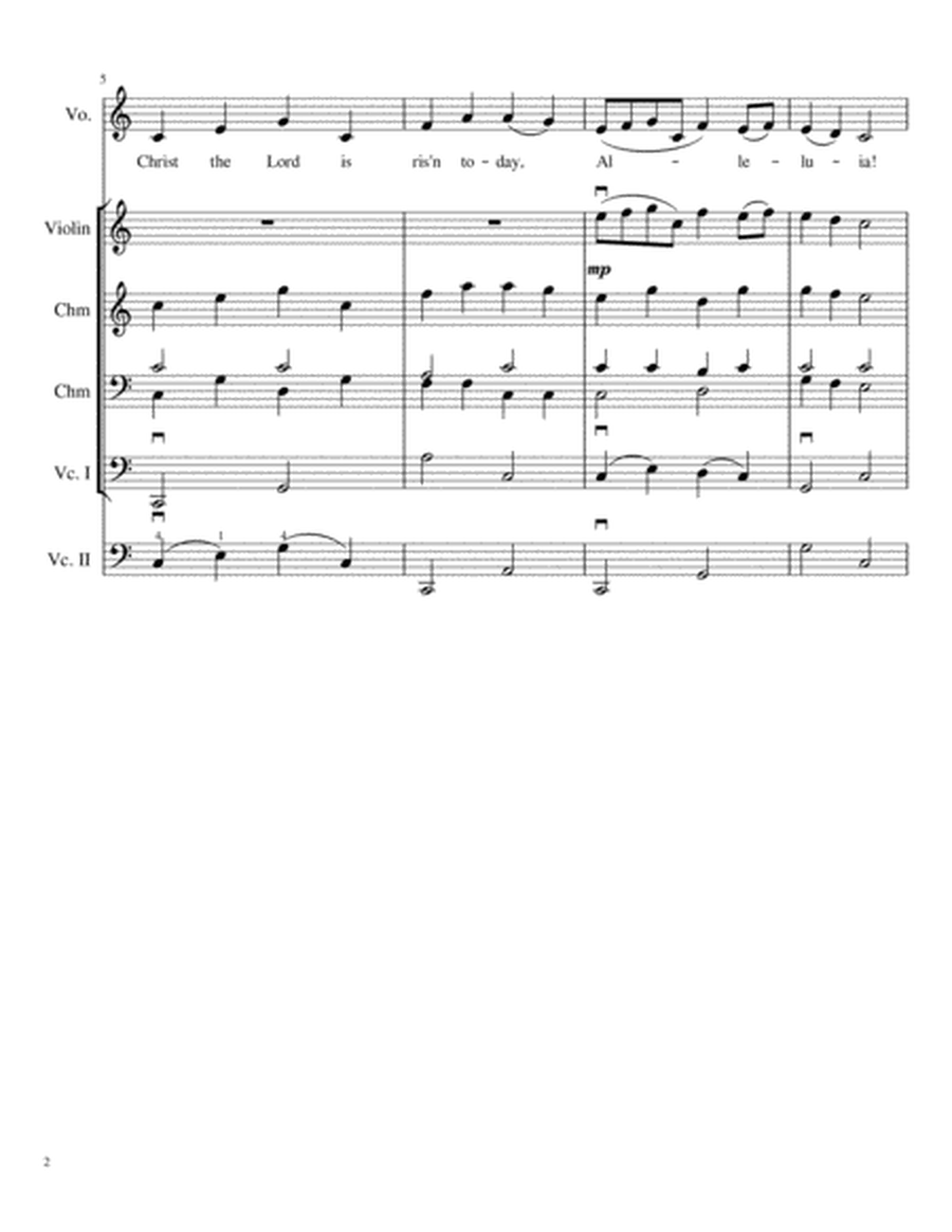 Christ the Lord is Risen Today (Easter Hymn) for Voice, Chimes, Violin, and 2 Cellos image number null