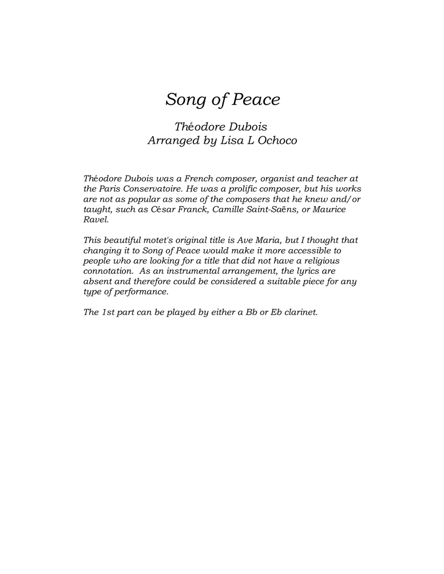 Song of Peace for Clarinet Quartet Clarinet Quartet scores gallery preview page 4