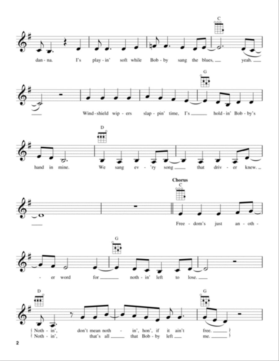 Me And Bobby McGee Ukulele scores gallery preview page 2