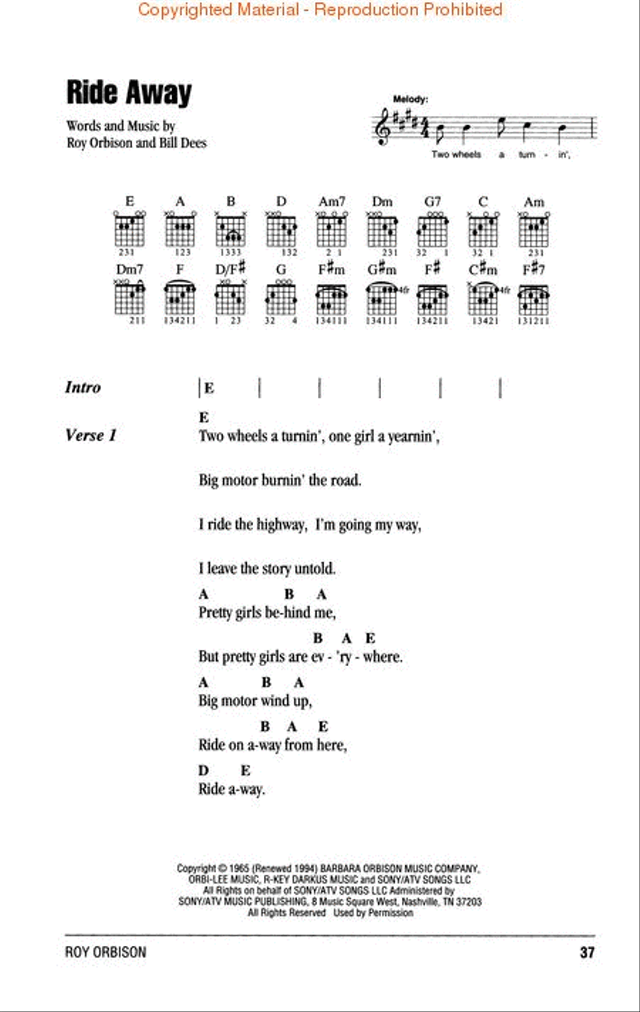 Roy Orbison Electric Guitar scores gallery preview page 4