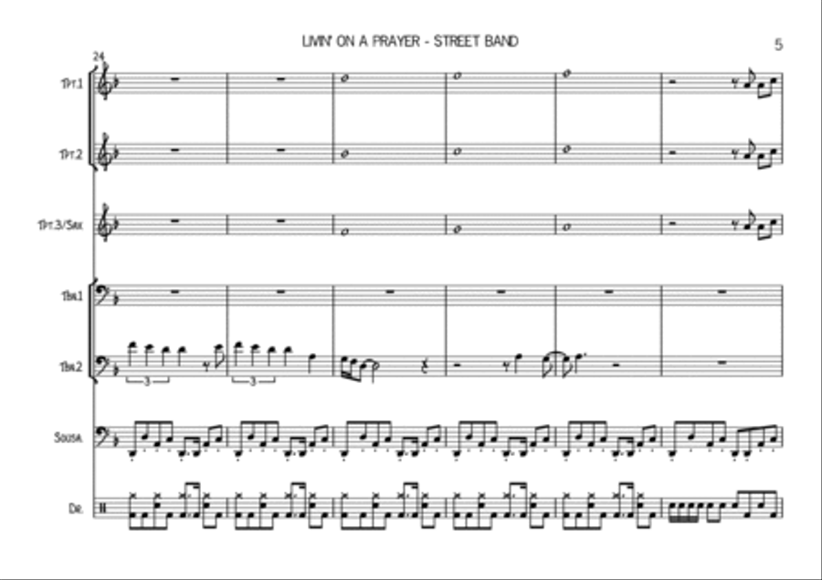 Livin' On A Prayer Brass Ensemble scores gallery preview page 5