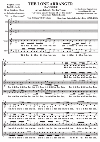 The Lone Ranger theme tune A Cappella SATB image number null
