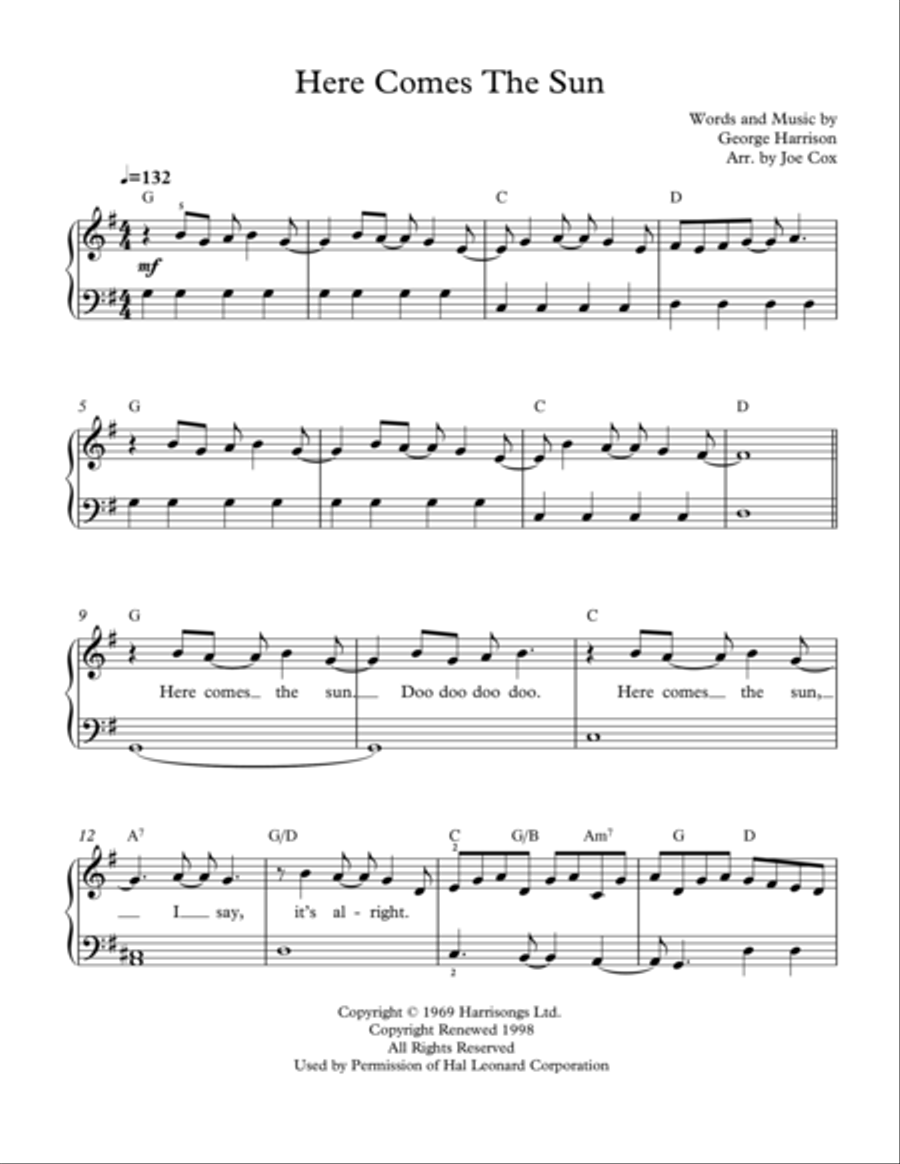 Here Comes The Sun Voice scores gallery preview page 1
