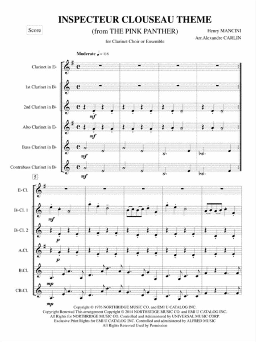 Inspector Clouseau Theme Woodwind Ensemble scores gallery preview page 3