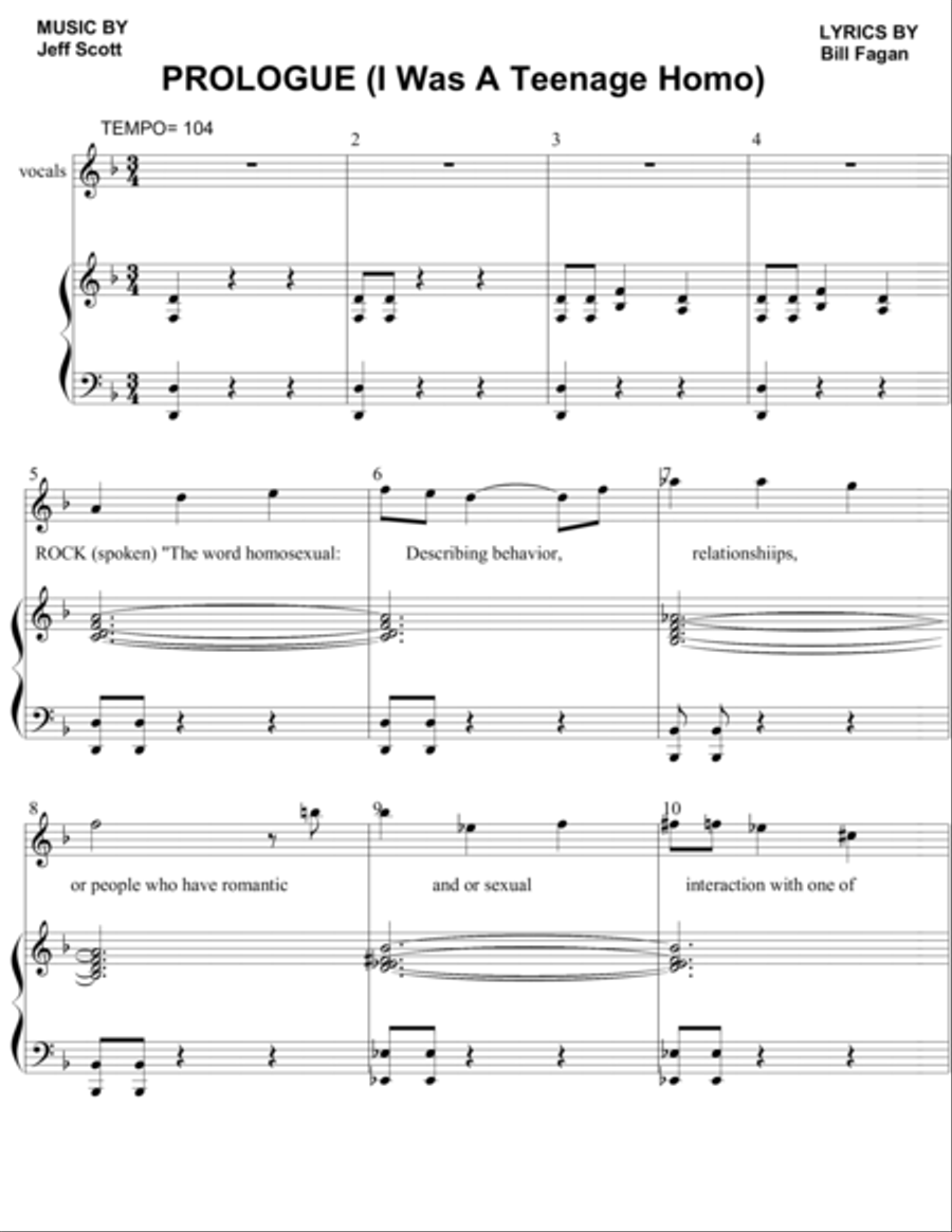 I Was A Teenage Homo Piano Solo scores gallery preview page 1