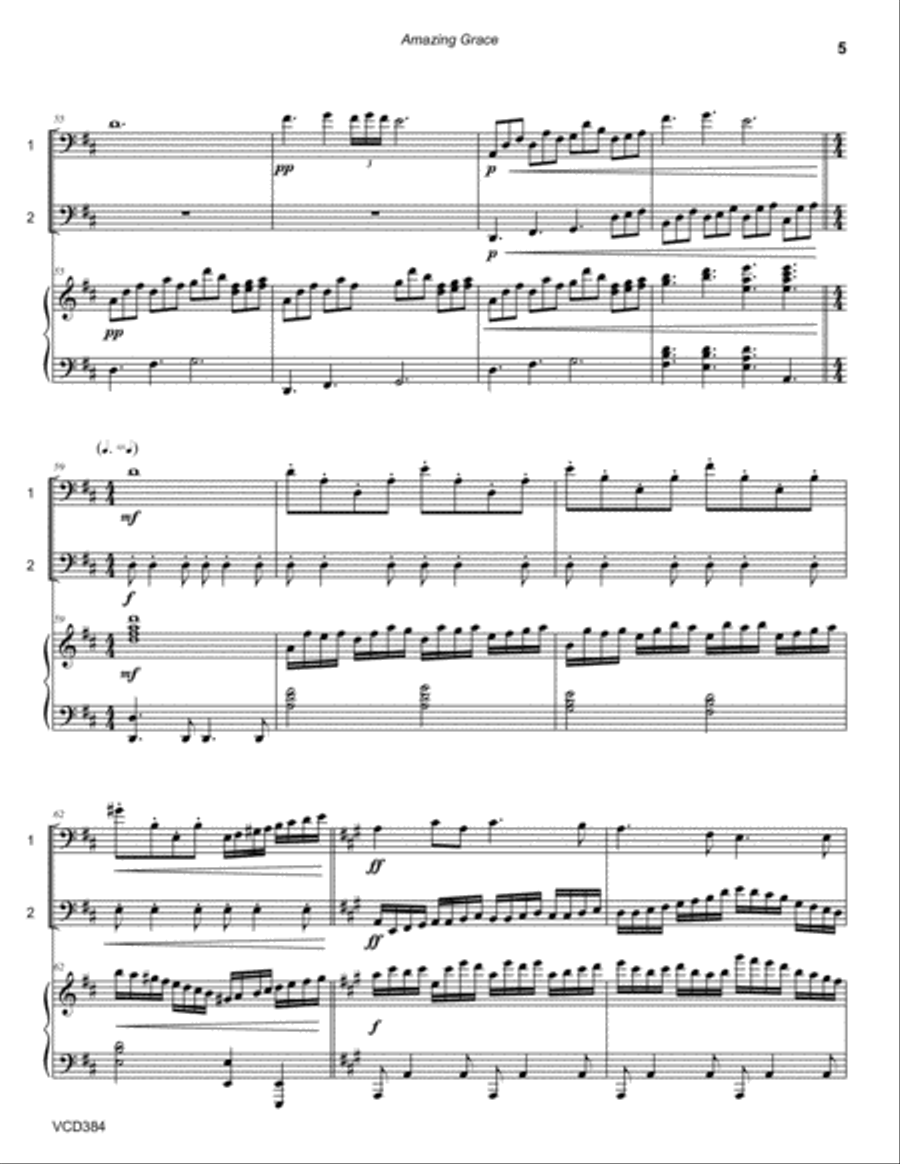 AMAZING GRACE - CELLO DUET with Piano Accompaniment String Duet scores gallery preview page 5