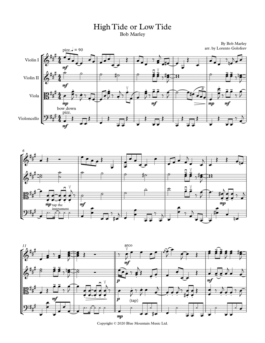 High Tide Or Low Tide High Tide Or Low Tide String Quartet scores gallery preview page 1