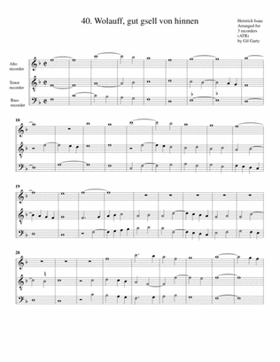 40. Wolauff, gut gsell von hinnen (arrangement for 3 recorders)