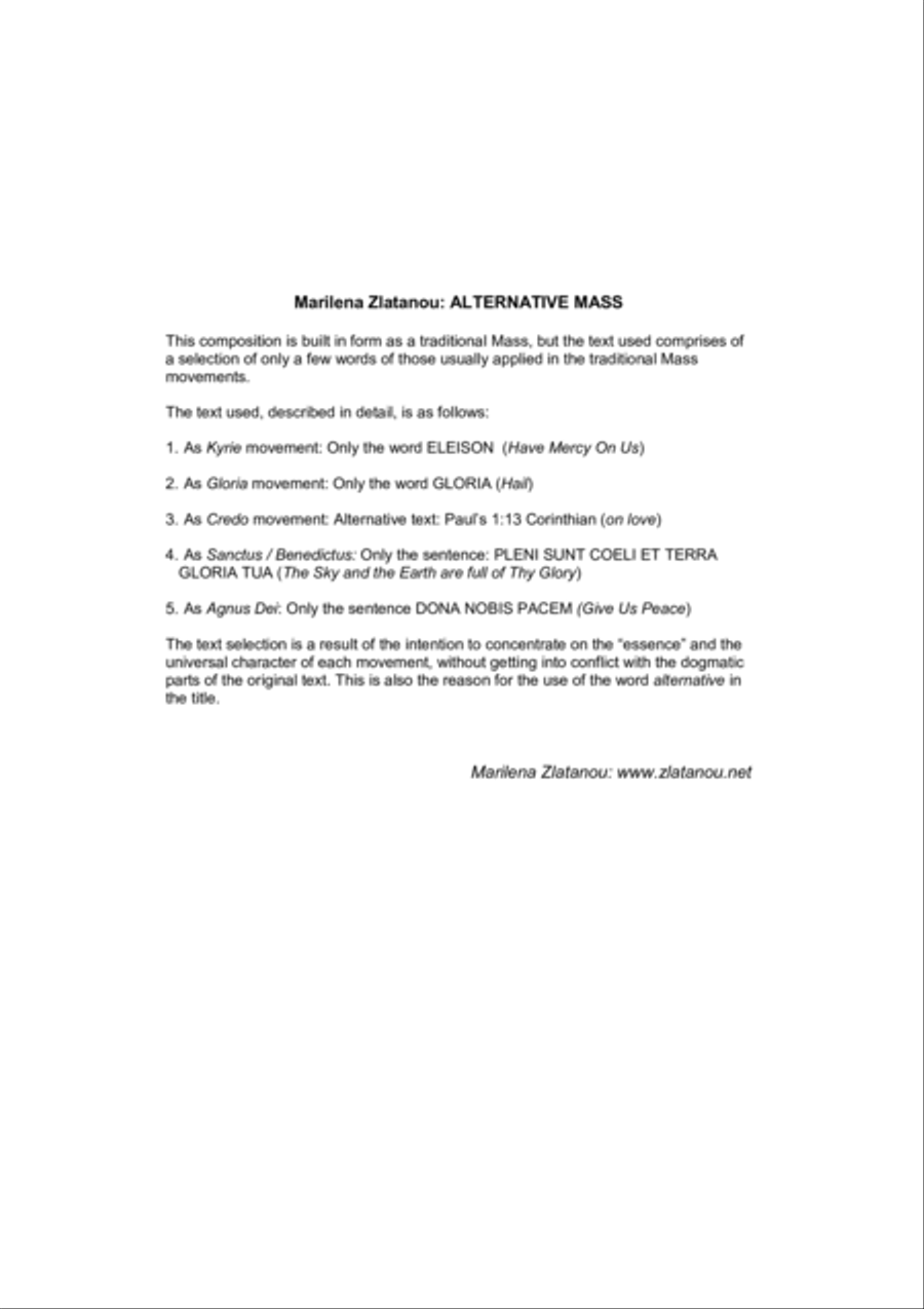 ALTERNATIVE MASS, for SATB choir a cap. 4-Part scores gallery preview page 2