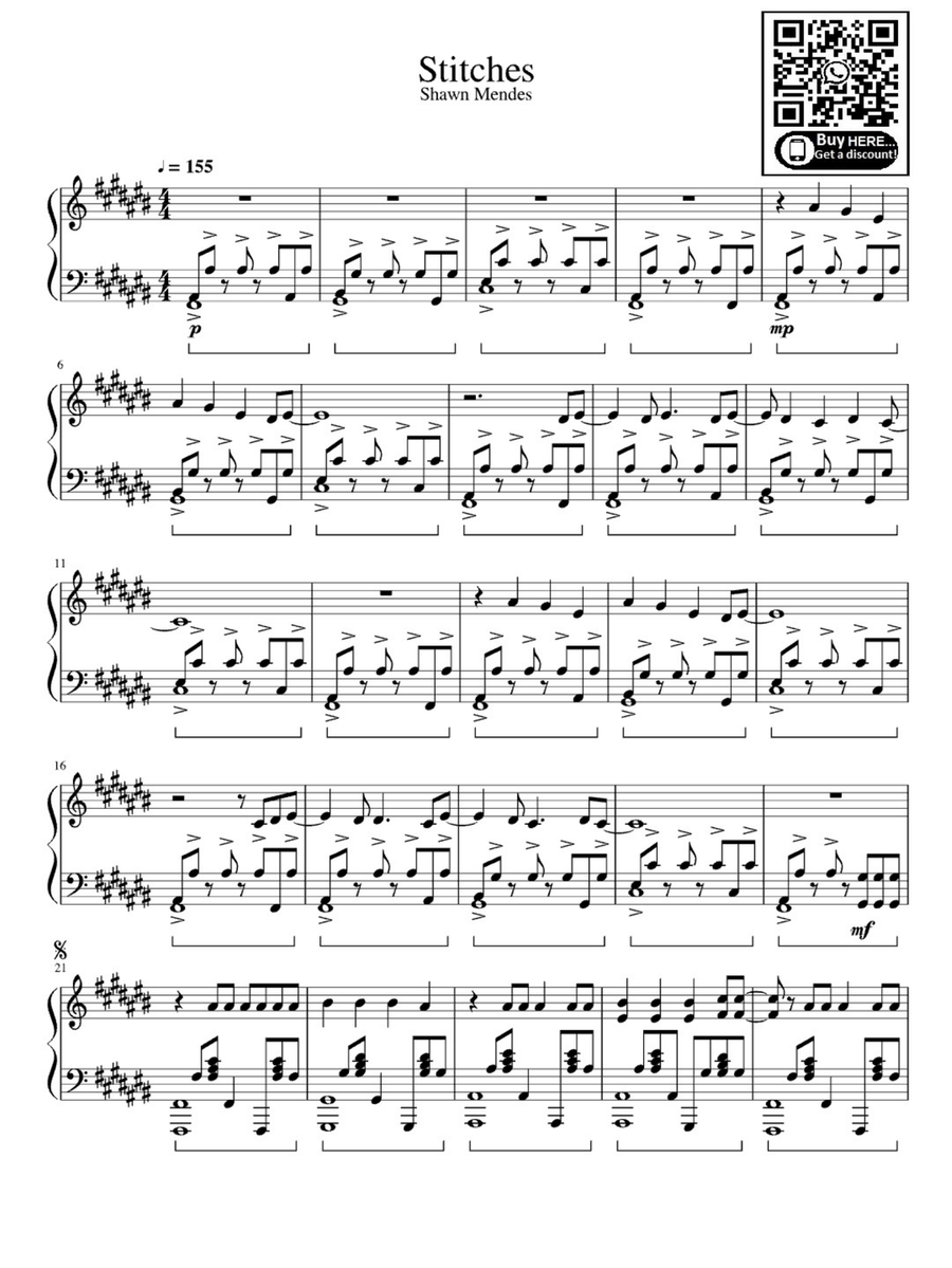 Stitches Easy Piano scores gallery preview page 1