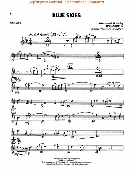 Swing Classics for Jazz Ensemble – Alto Sax 1