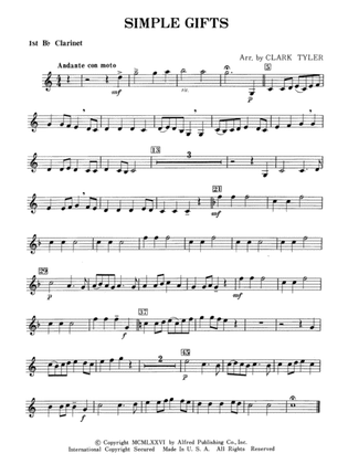 Simple Gifts (Shaker Folk Tune): 1st B-flat Clarinet