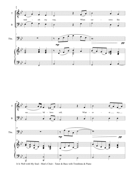 IT IS WELL WITH MY SOUL (Men's Choir - Tenor & Bass) with Trombone & Piano image number null