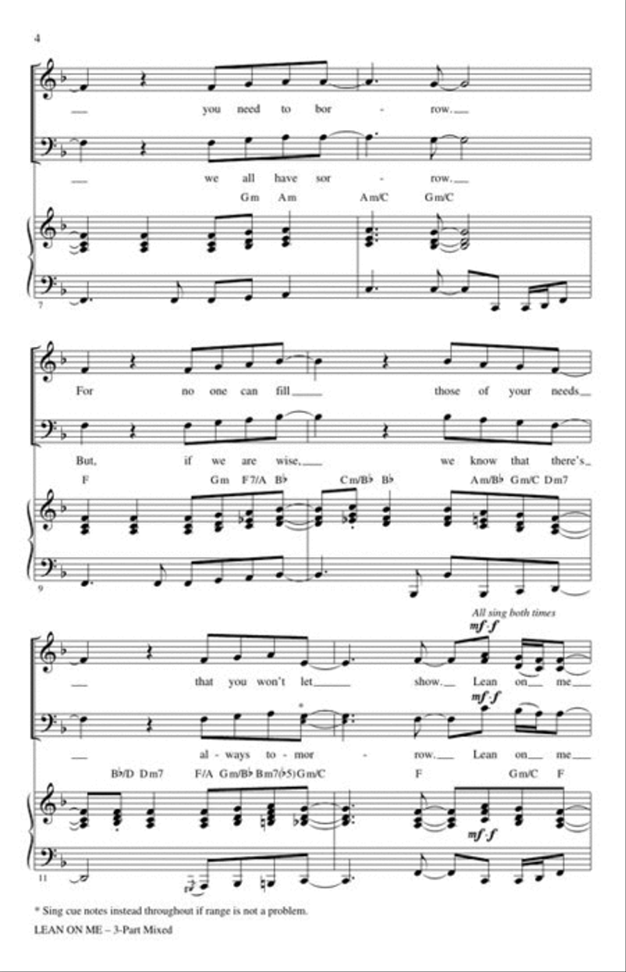 Lean on Me Lean on Me 3-Part scores gallery preview page 5