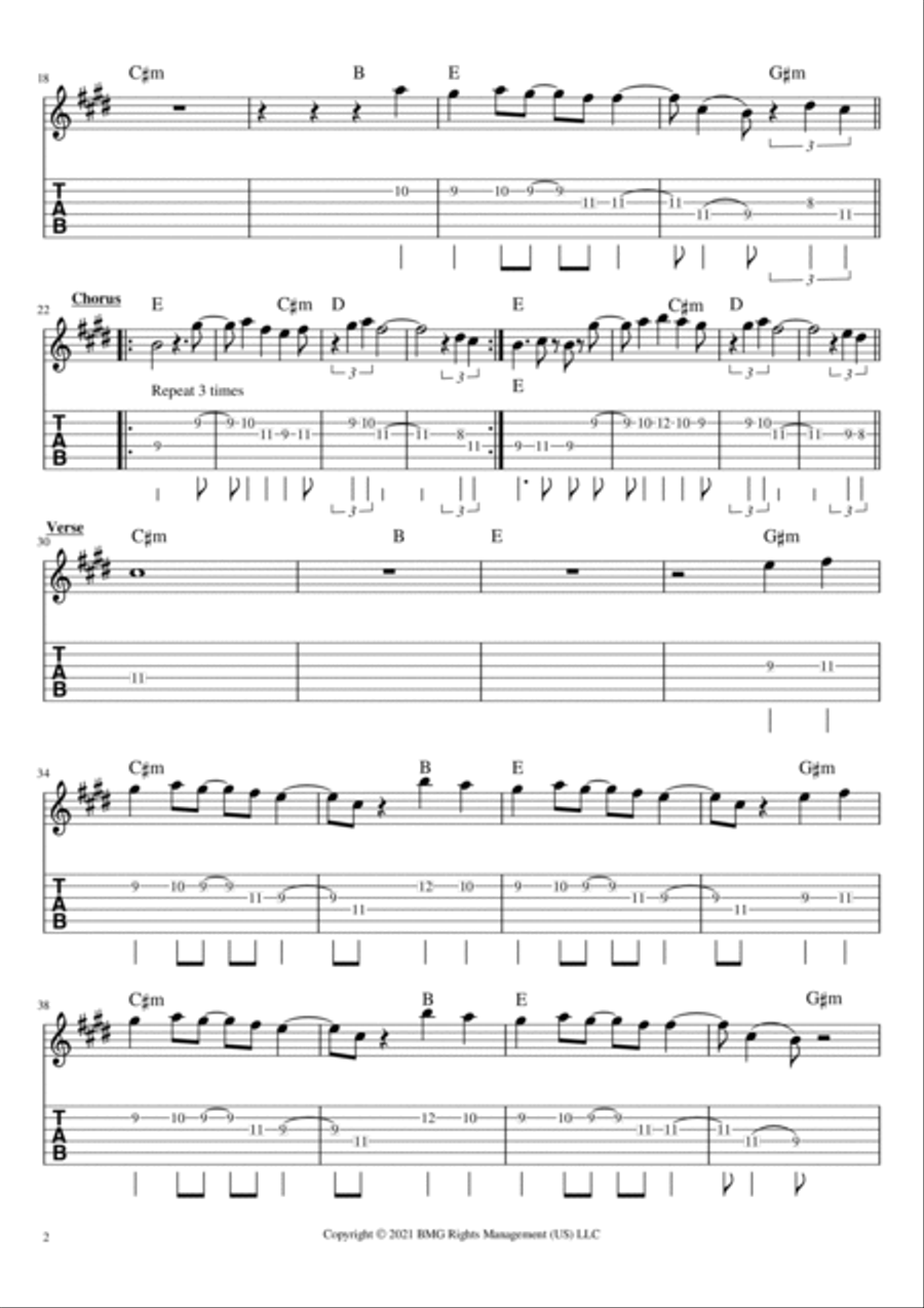 The Less I Know The Better Guitar Tablature scores gallery preview page 2