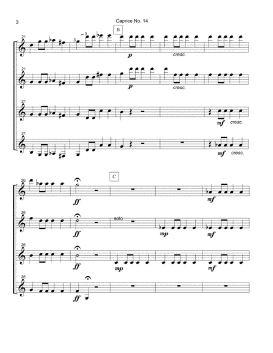 Caprice No. 14 Guitar Ensemble scores gallery preview page 4