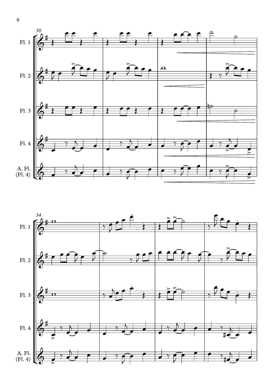 Under The Sea Flute Quartet scores gallery preview page 6
