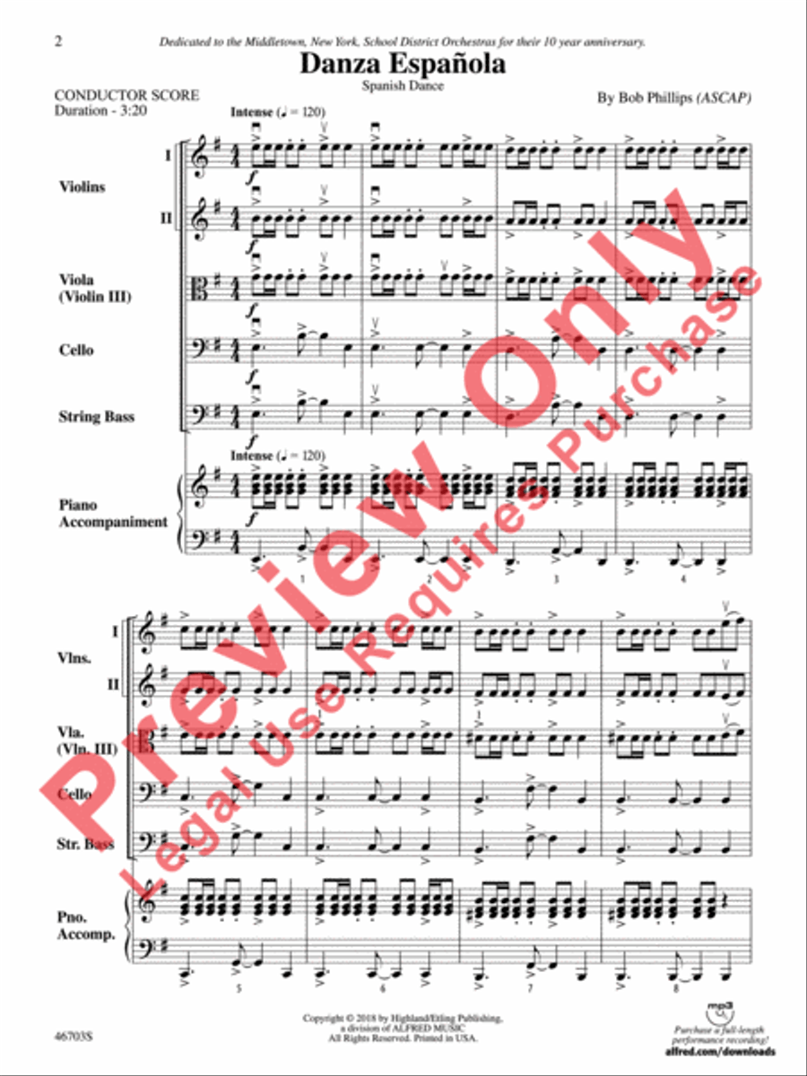 Danza Española by Bob Phillips String Orchestra - Sheet Music page 3