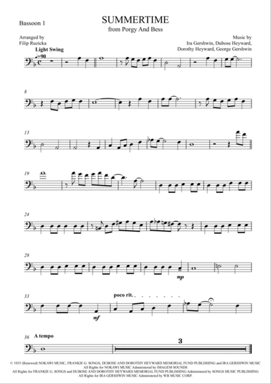 Summertime Summertime Bassoon Quartet scores gallery preview page 3