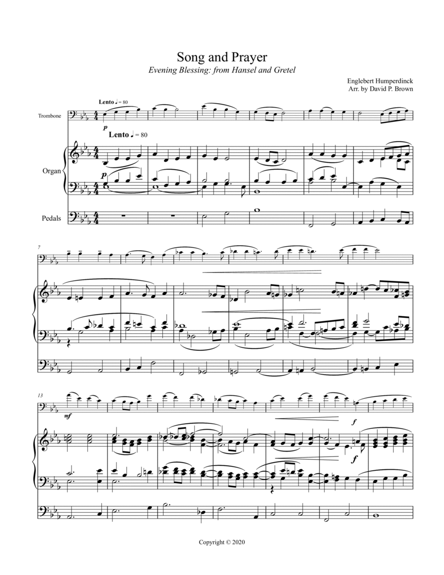Song and Prayer (from Hansel and Gretel) for Trombone and Organ image number null
