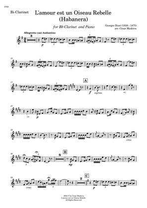 Habanera from Carmen by Bizet - Bb Clarinet and Piano (Individual Parts)