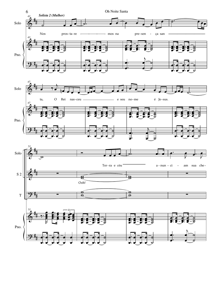 O Santa Noite ( Choir and Dueto com Piano) - PORTUGUES 4-Part scores gallery preview page 6